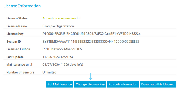 Update Your License: Click Change License Key