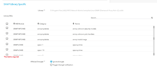 List of SNMP Single Values: Sorted by MIB, Category, Name